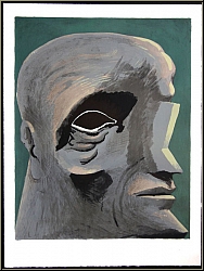 Horst Antes: 'Portrait Michelangelo' aus dem Portfolio 'Omaggio a Michelangelo', 1975, Original-Lithographie