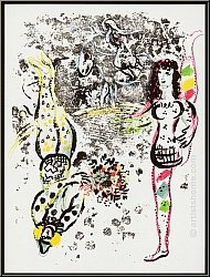 Marc Chagall: 'Spiel der Akrobaten' (Le Jeu des Acrobates) 1963, Artistin und Clown, Original-Lithographie