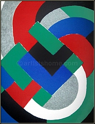 Sonia Delaunay: Algorithmus, 1969, Original-Lithographie, geometrische Komposit. - Bilder Lithographien, Werke