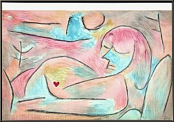 Paul Klee: 'Winterschlaf', Lithographie von 1938, Frau mit ungeborenem Kind - Werke | Bilder | Drucke
