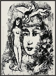 Marc Chagall: 'Le clown blanc' Der weie Clown, 1964, Original-Lithographie - Kunst, Werke, Originale, Drucke