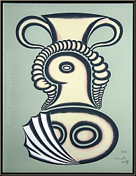 Arnold Leissler: 'Vaso contesta' 1969, Original-Lithographie mit Vase / Krug, signiert - Werke | Druckgrafik