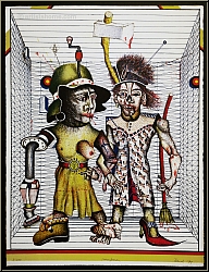 Wolfgang Petrick: 'Hausfrauen' 1971, Original-Lithographie, signiert, Drama-Queens mit Staubsauger - Bilder