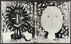 Pablo Picasso: 'Deux ttes' Zwei Kpfe, Masken, 1949, Original-Lithographie - Bilder, Originale, Werke Mourlot