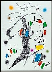 Joan Miro: Maravillas, Wunder in Miros Garten, Original-Lithographie 'Golfspieler' 1975 - Bilder Lithographien
