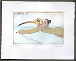 Michel Lablais: Radierung Ibis-Mann ('Homme-ibis') Brustschwimmen, Vogelmensch, signiert - Bilder | Drucke