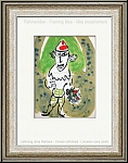 Marc Chagall: 'Der grne Clown', 1966, Harlekin mit Blumenstrau, Frontispiz - Original-Lithographien | Werke