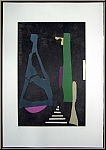 Andr Lanskoy: Figuren auf Schwarz 1973, Farblithographie handsigniert