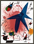 Joan Miro: Blauer Stern 1972, Original-Lithographie, Planet Erde