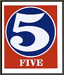 Robert Indiana: 'Numbers' 1968 - FIVE, Zahl Fnf, '5' Rot, Weiss, Blau, High Five - Bilder, Originale, Drucke