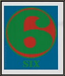Robert Indiana: 'Numbers' 1968 - SIX, Zahl Sechs, '6' Grn, Rot, Blau, 'Sechs Richtige' - Bilder, Originale